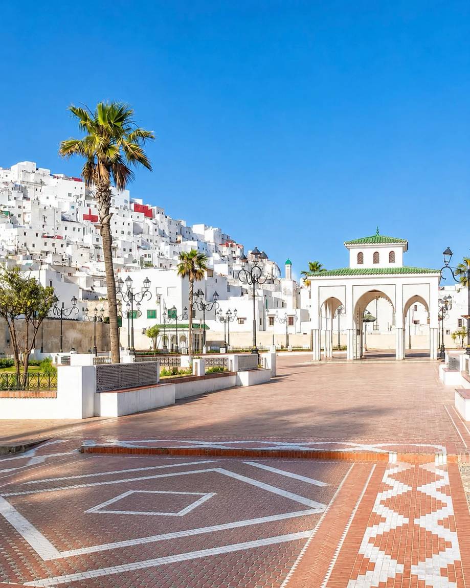 Northern Morocco white medina and Rif atmosphere