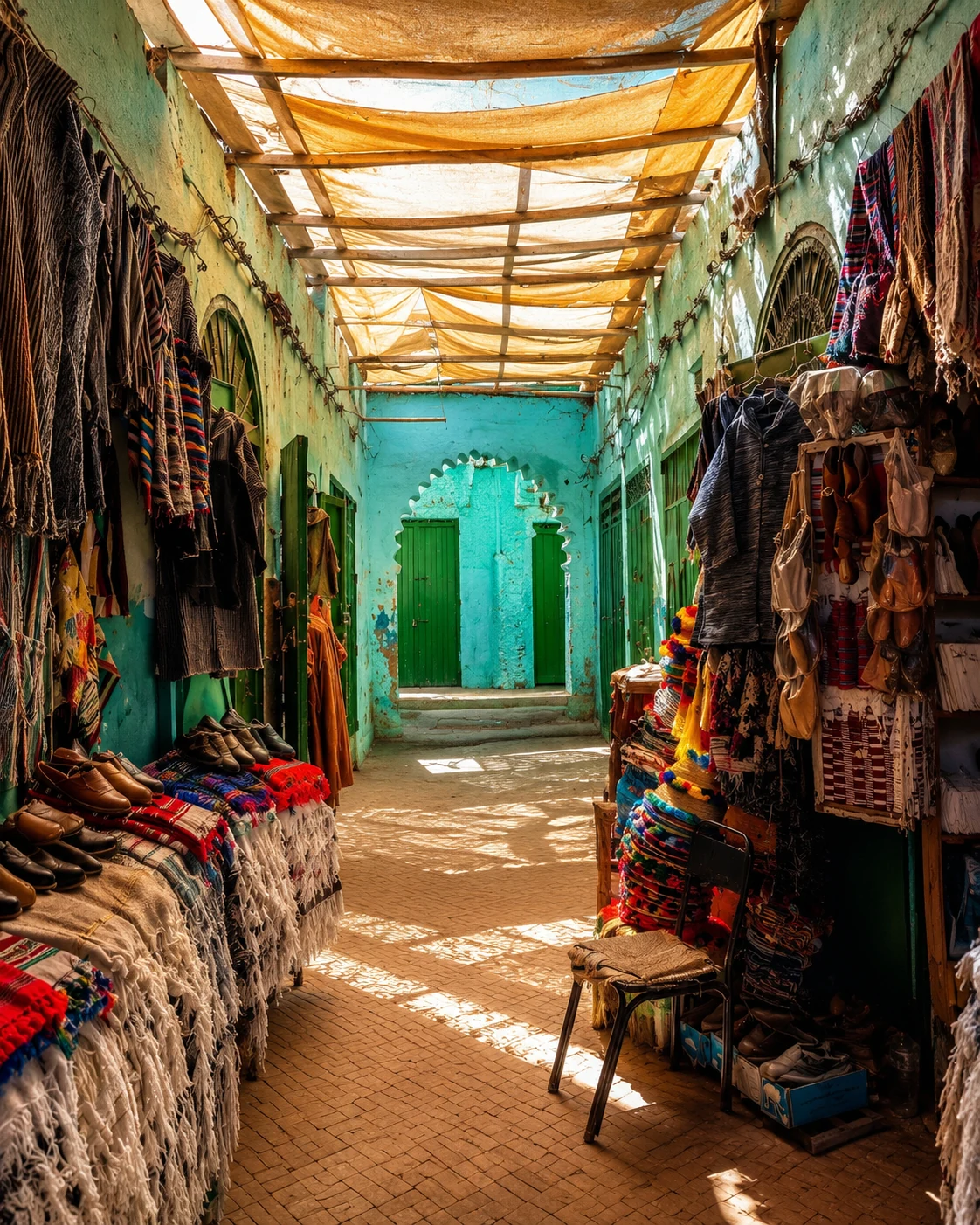 Covered souk and craft stalls in Ouazzane